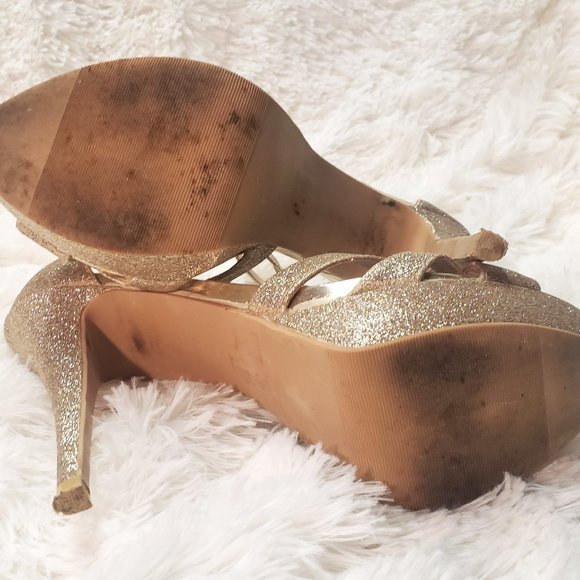 Gold Sparkle Platform Heels - Picture 5 of 11